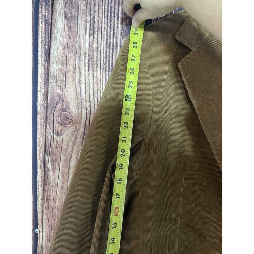 Corduroy Men Blazer Sport Coat Jacket Vintage 80s Haggar Sz 46 Brown Suit - Picture 6 of 13